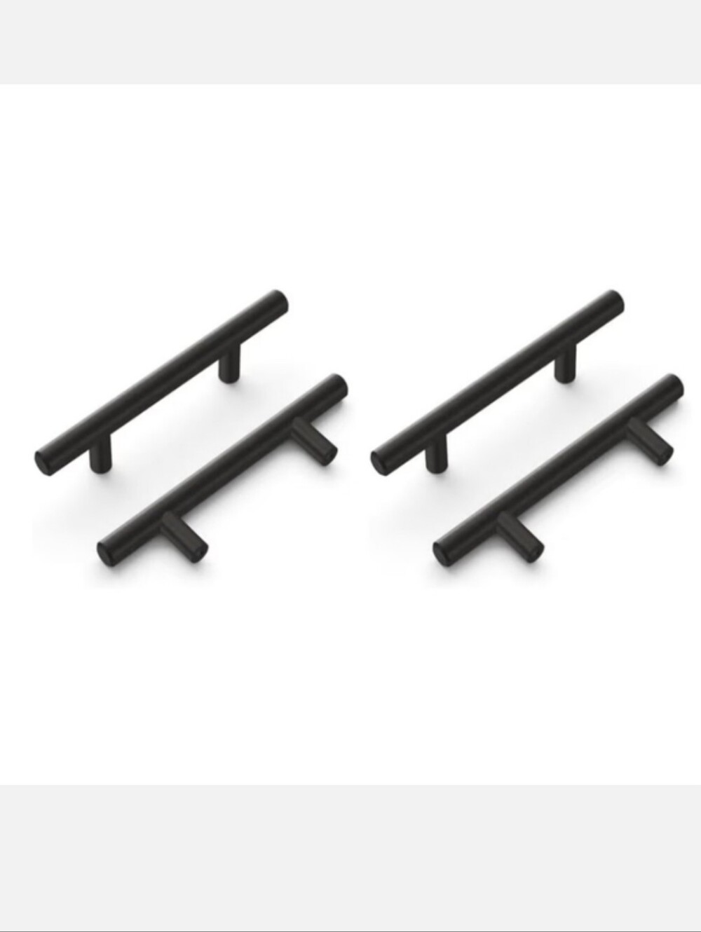 4 Cabinet Handles 3 3/4" C2C, Matte Black Drawer Pulls
